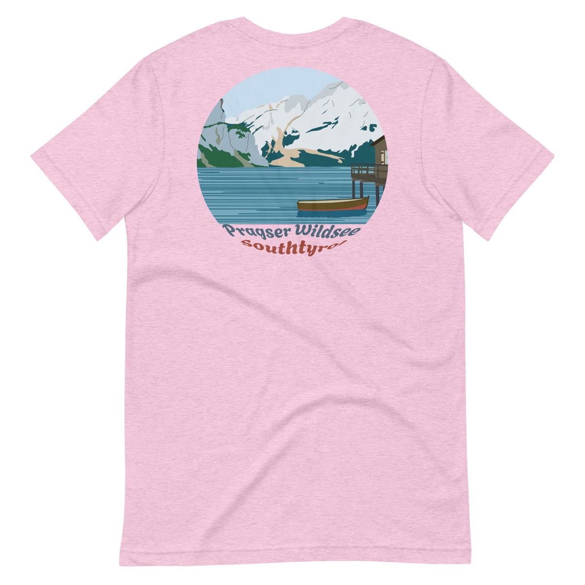 Lago di Braies men's t-shirt in Heather Prism Lilac – back print design