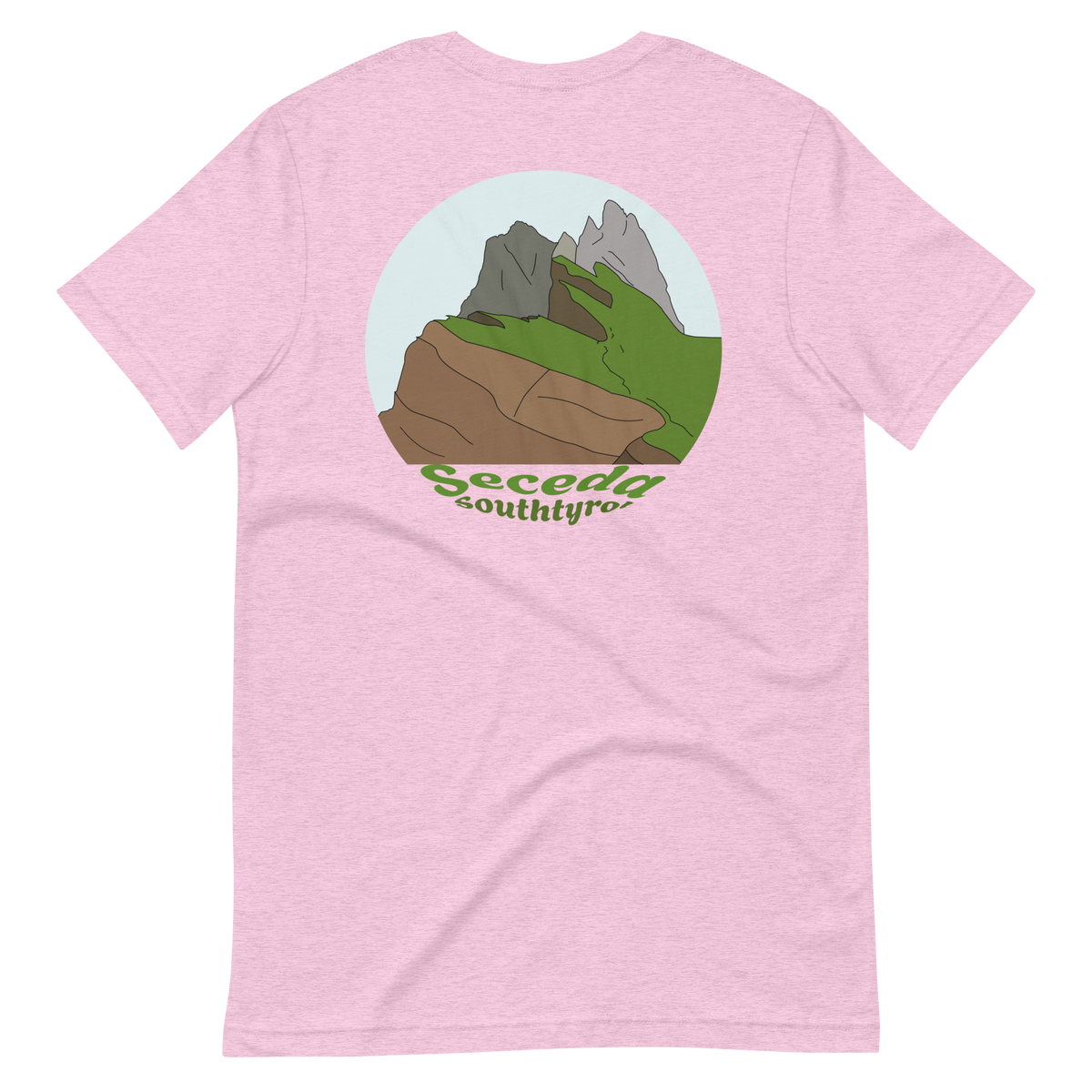 Seceda men's t-shirt in Heather Prism Lilac – back print design