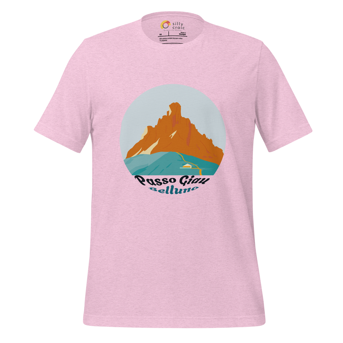 Passo Giau men's t-shirt in Heather Prism Lilac – front print design