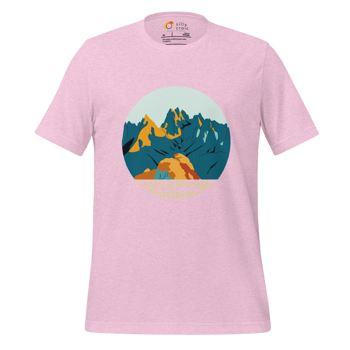 Cadini di Misurina men's t-shirt in Heather Prism Lilac – front print design
