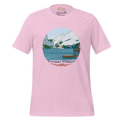 Lago di Braies men's t-shirt in Heather Prism Lilac – front print design