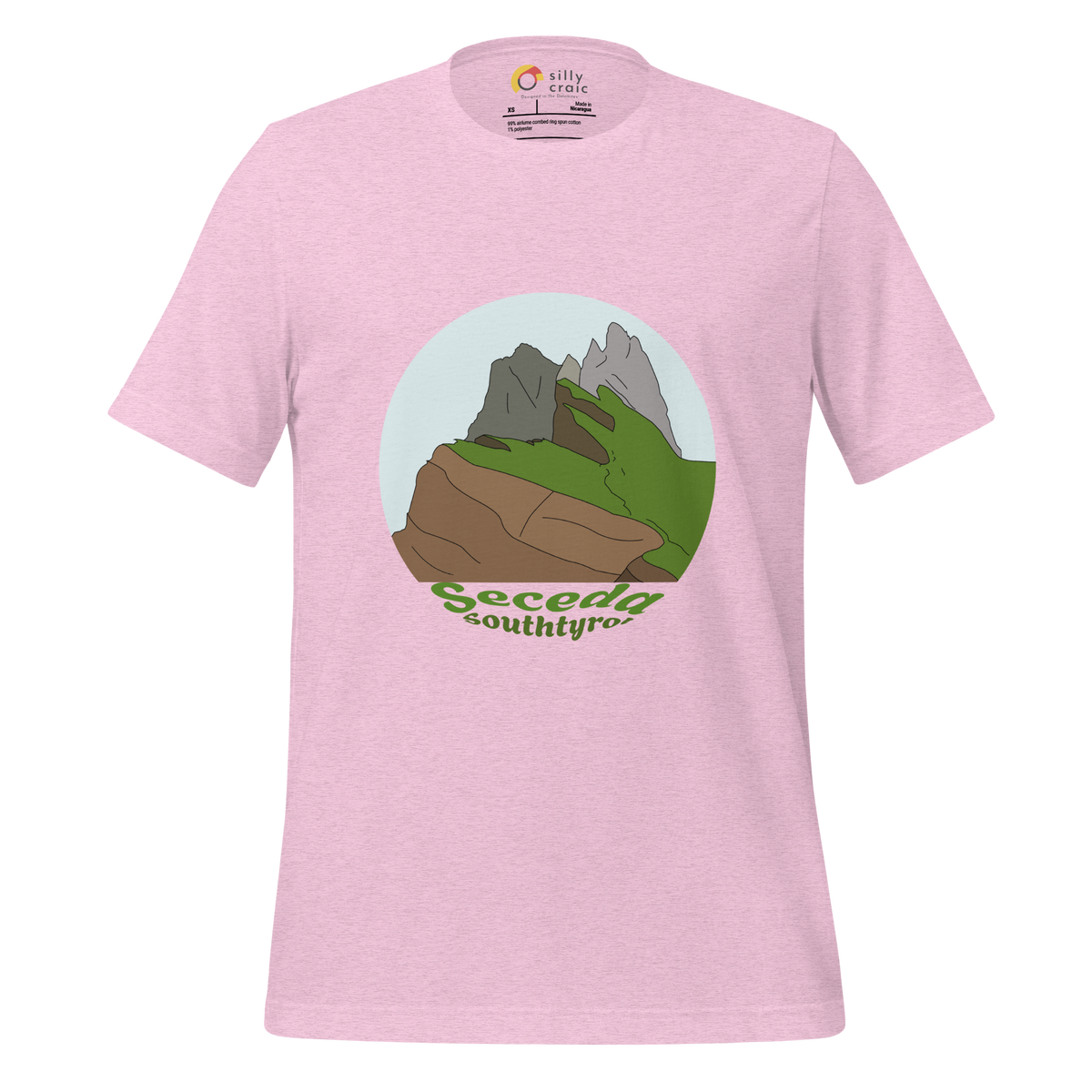 Seceda men's t-shirt in Heather Prism Lilac – front print design