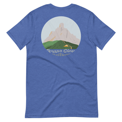 Passo Giau men's t-shirt in Heather True Royal – back print design