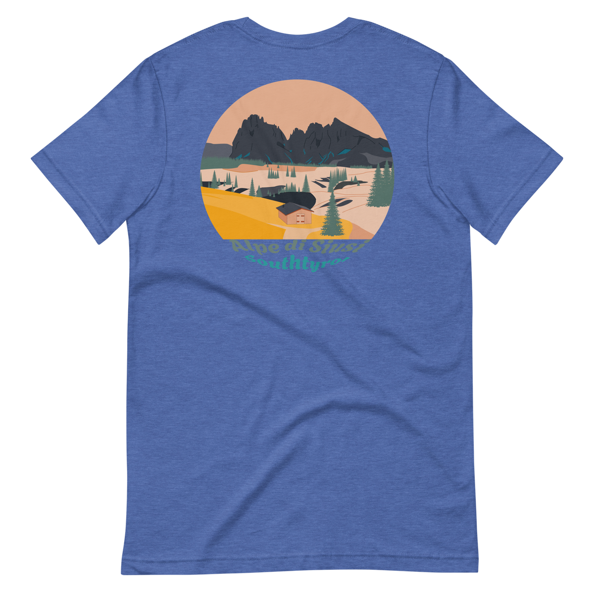 Alpe di Siusi men's t-shirt in Heather True Royal – back print design