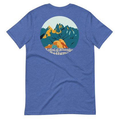 Cadini di Misurina men's t-shirt in Heather True Royal – back print design