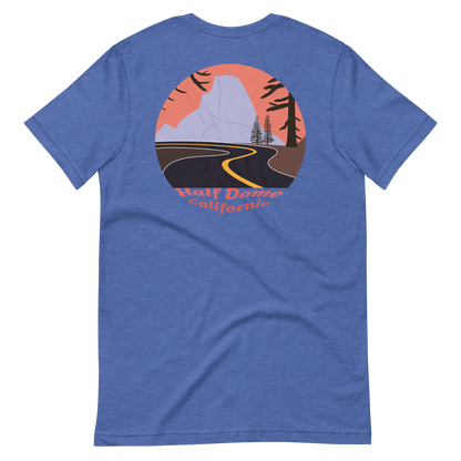 Half Dome men's t-shirt in Heather True Royal – back print design