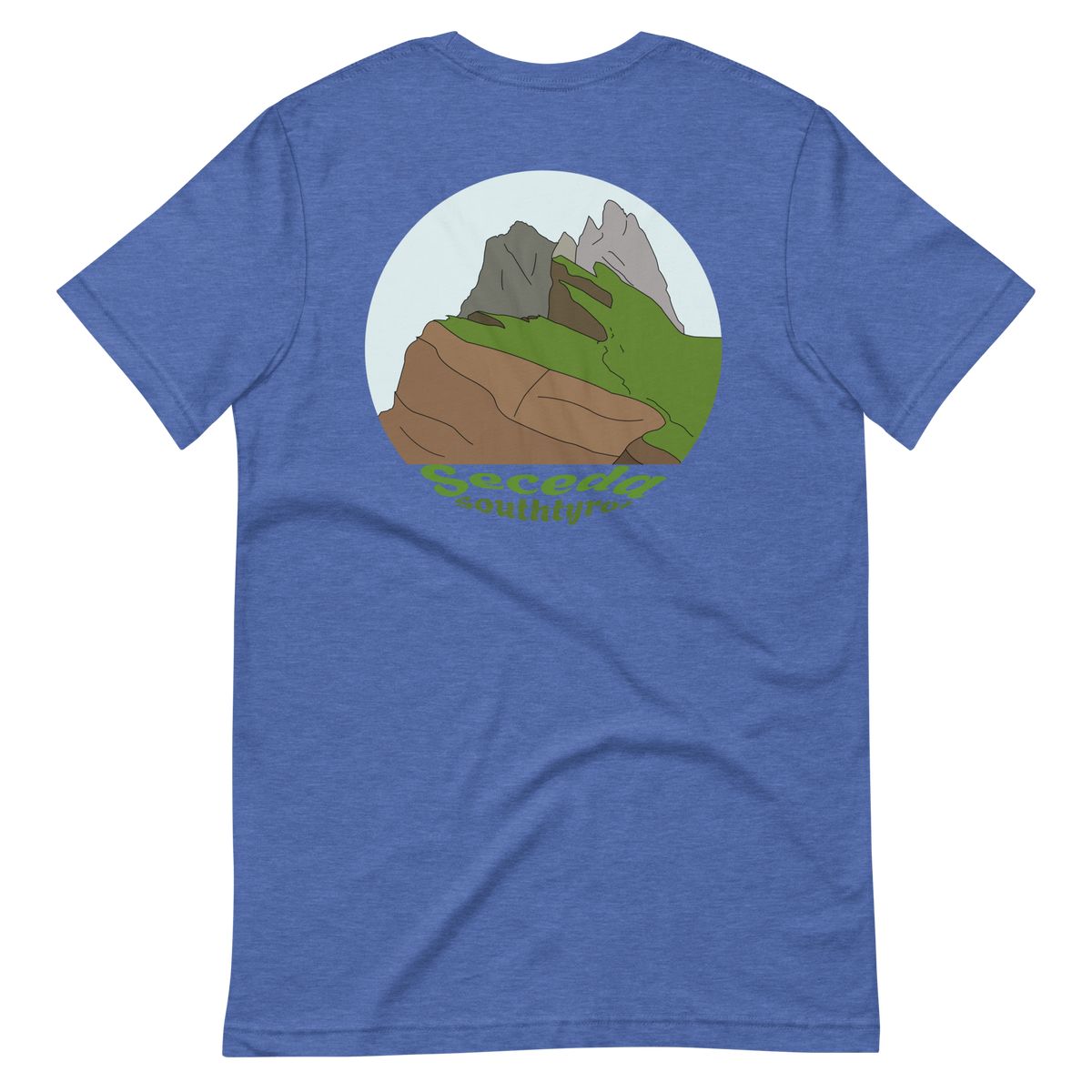 Seceda men's t-shirt in Heather True Royal – back print design