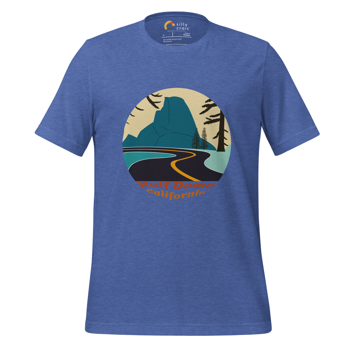 Half Dome men's t-shirt in Heather True Royal – front print design