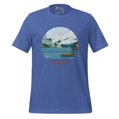 Lago di Braies men's t-shirt in Heather True Royal – front print design