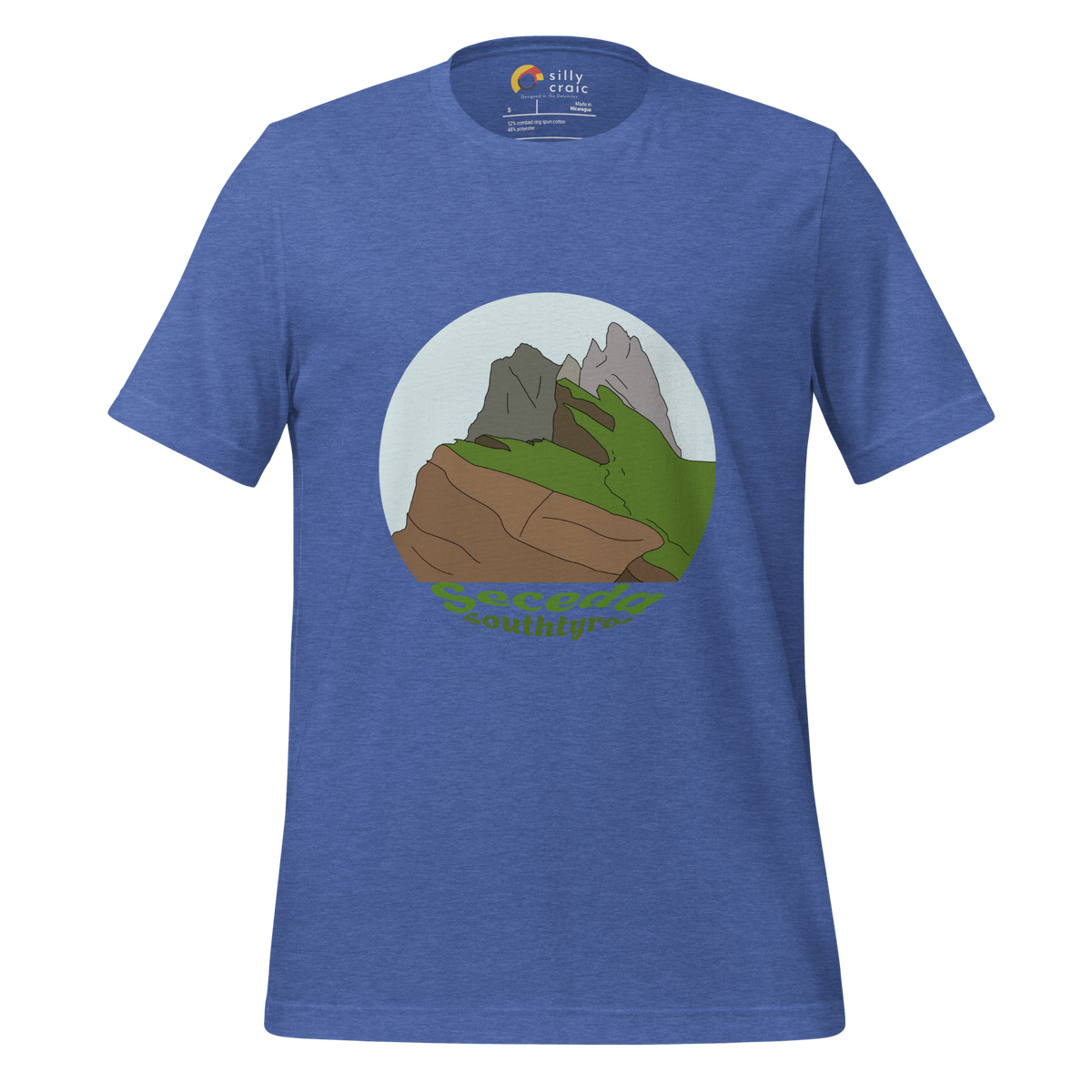 Seceda men's t-shirt in Heather True Royal – front print design