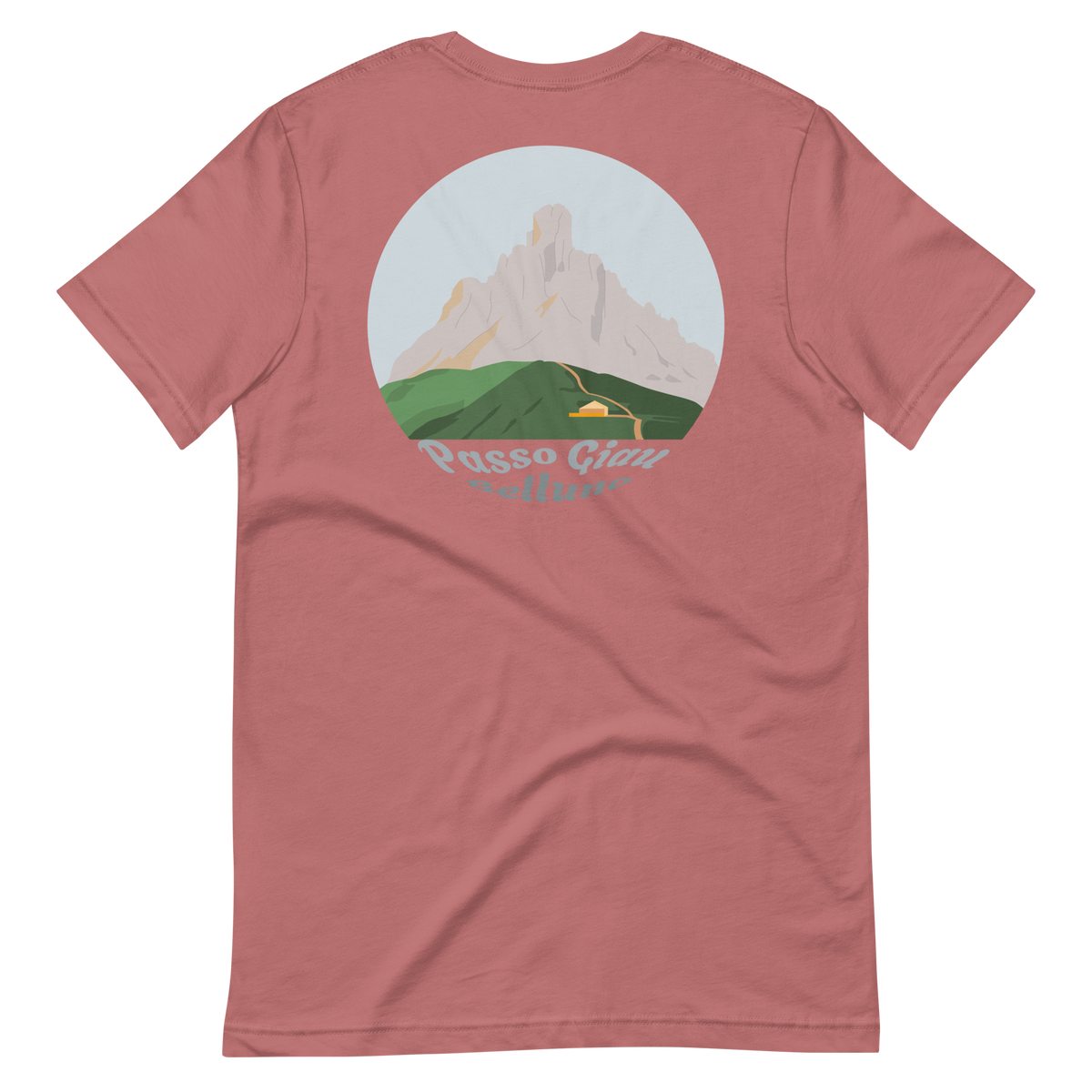 Passo Giau men's t-shirt in Mauve – back print design