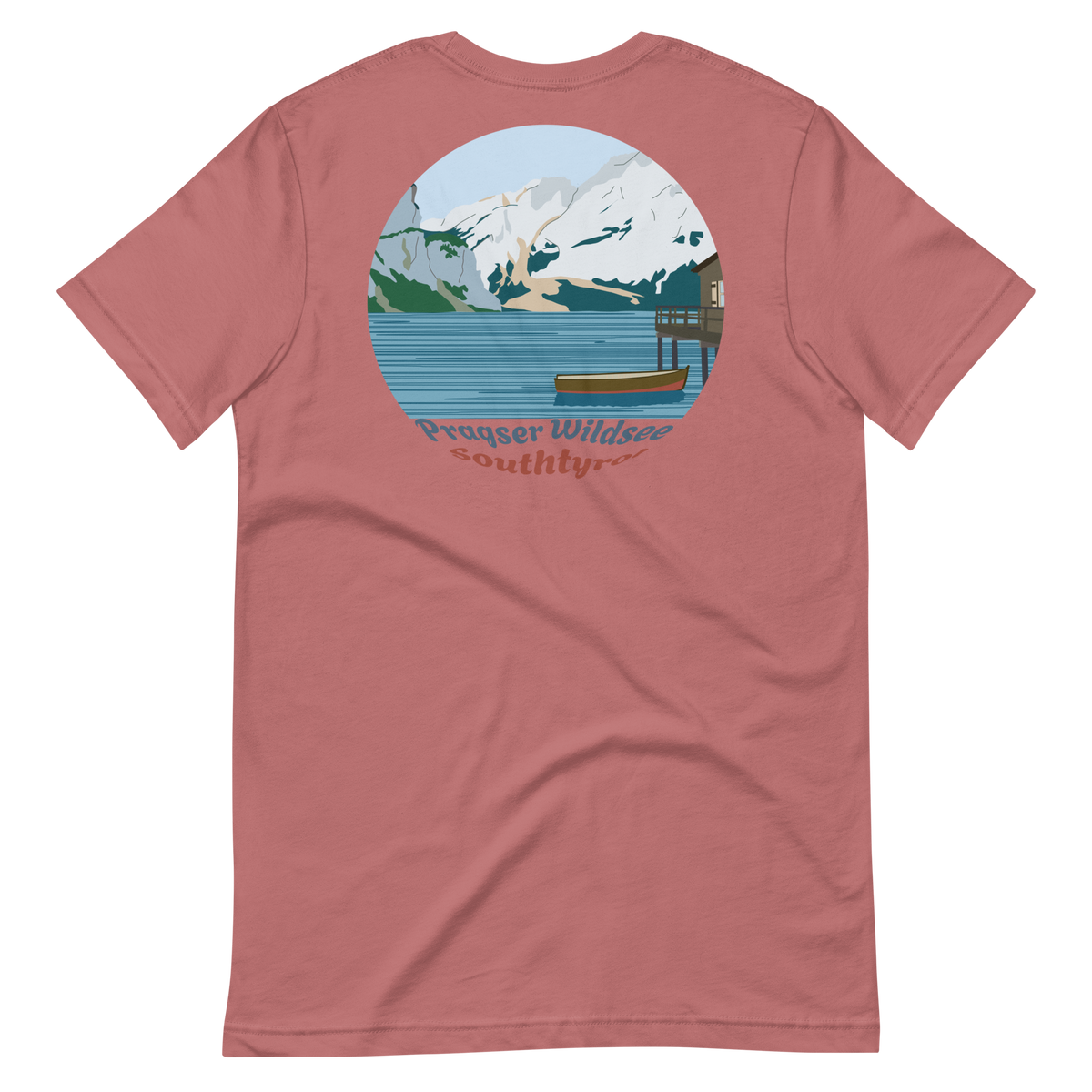 Lago di Braies men's t-shirt in Mauve – back print design