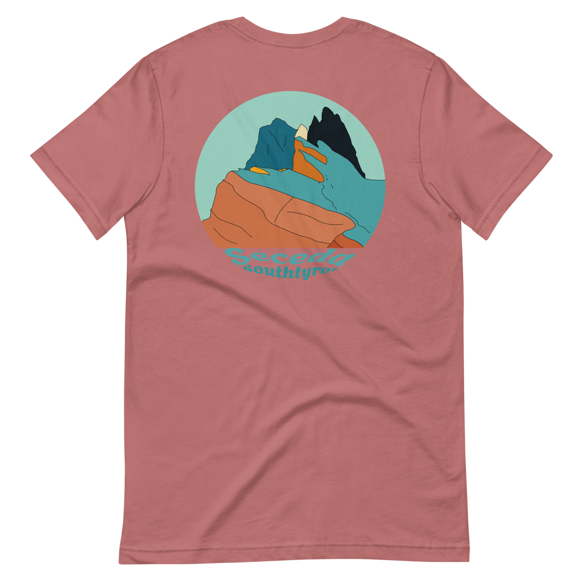 Seceda Retro men's t-shirt in Mauve – back print design