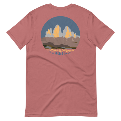 Tre Cime di Lavaredo men's t-shirt in Mauve – back print design