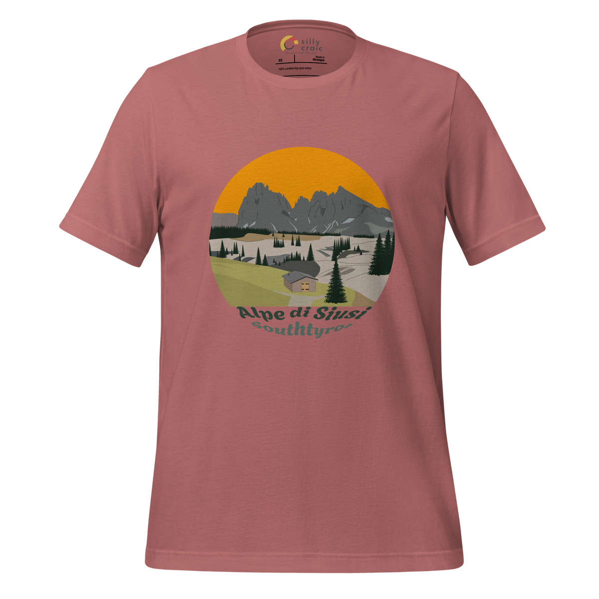Alpe di Siusi men's t-shirt in Mauve – front print design