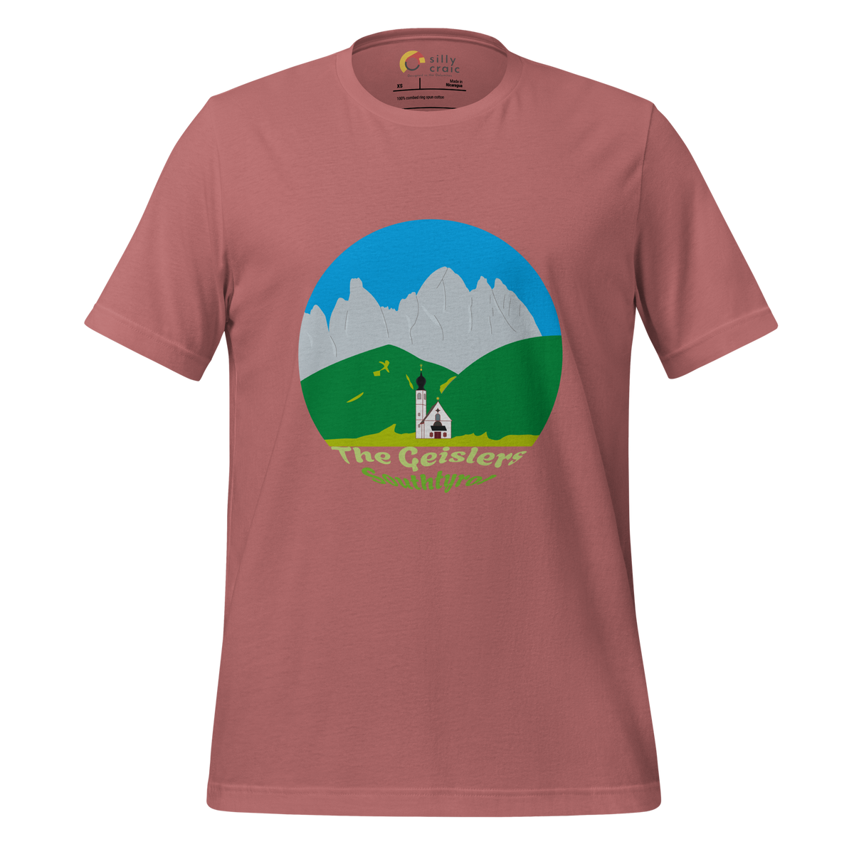 The Geislers men's t-shirt in Mauve – front print design