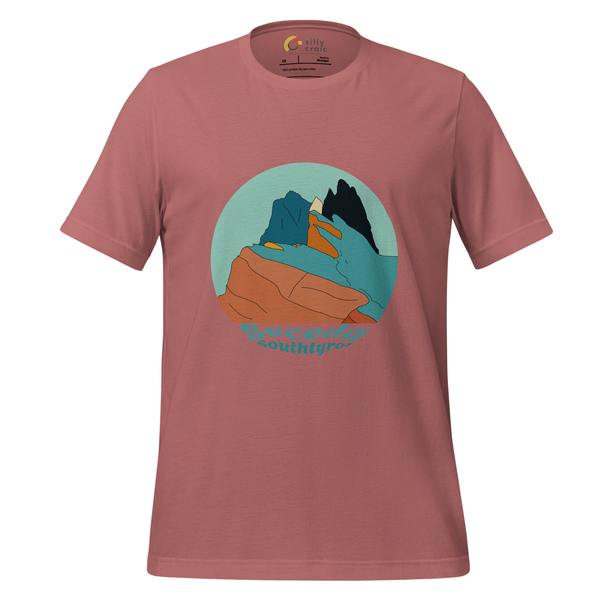 Seceda Retro men's t-shirt in Mauve – front print design