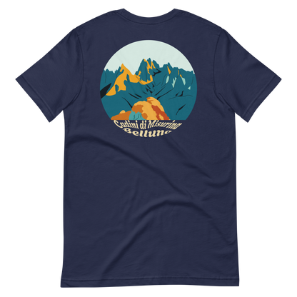 Cadini di Misurina men's t-shirt in Navy – back print design
