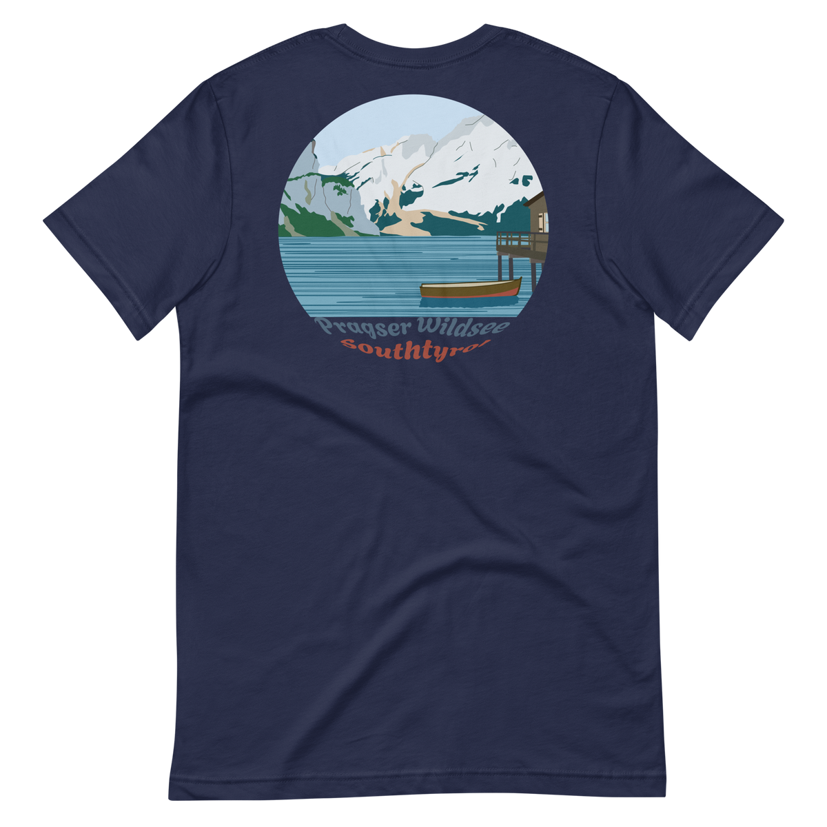 Lago di Braies men's t-shirt in Navy – back print design