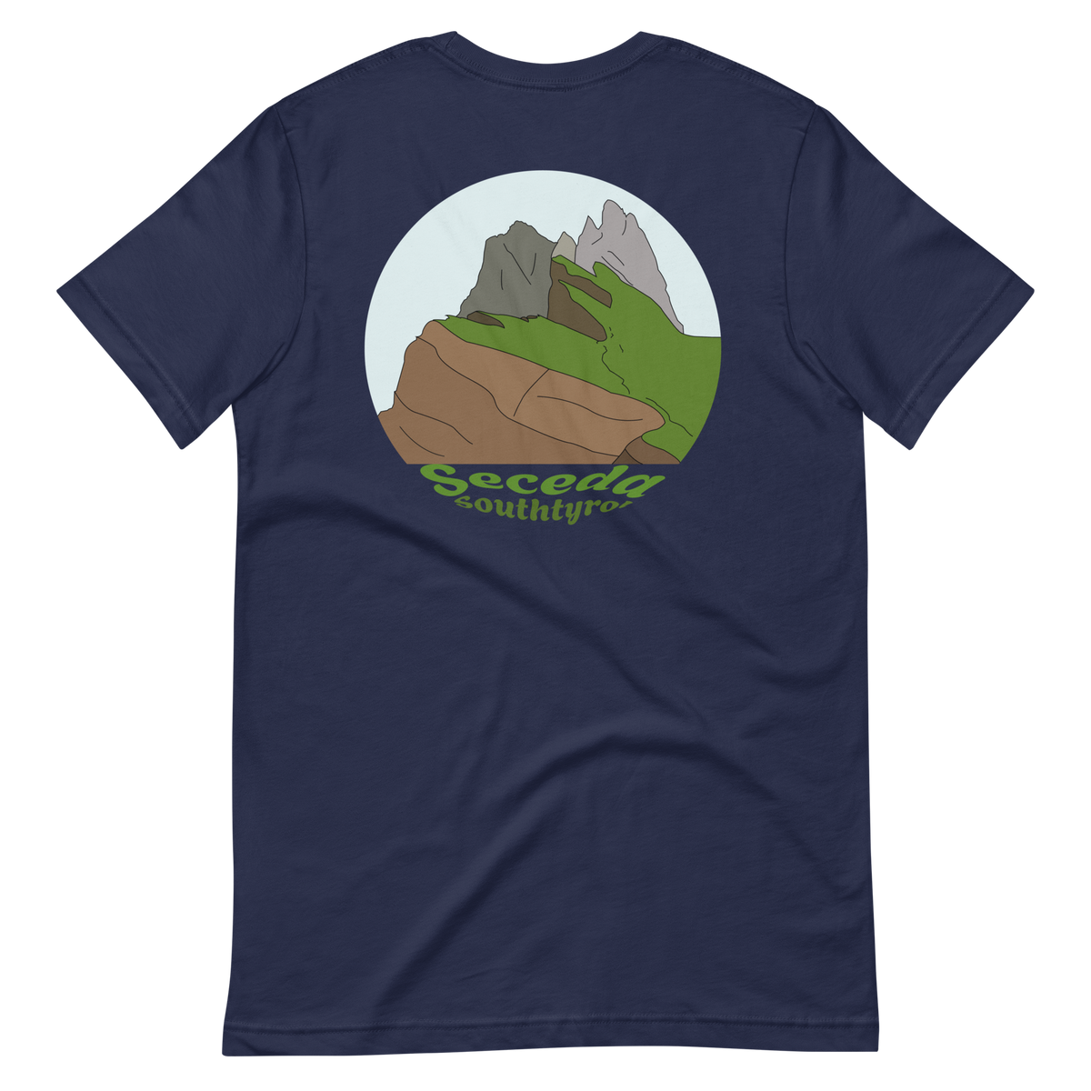Seceda men's t-shirt in Navy – back print design