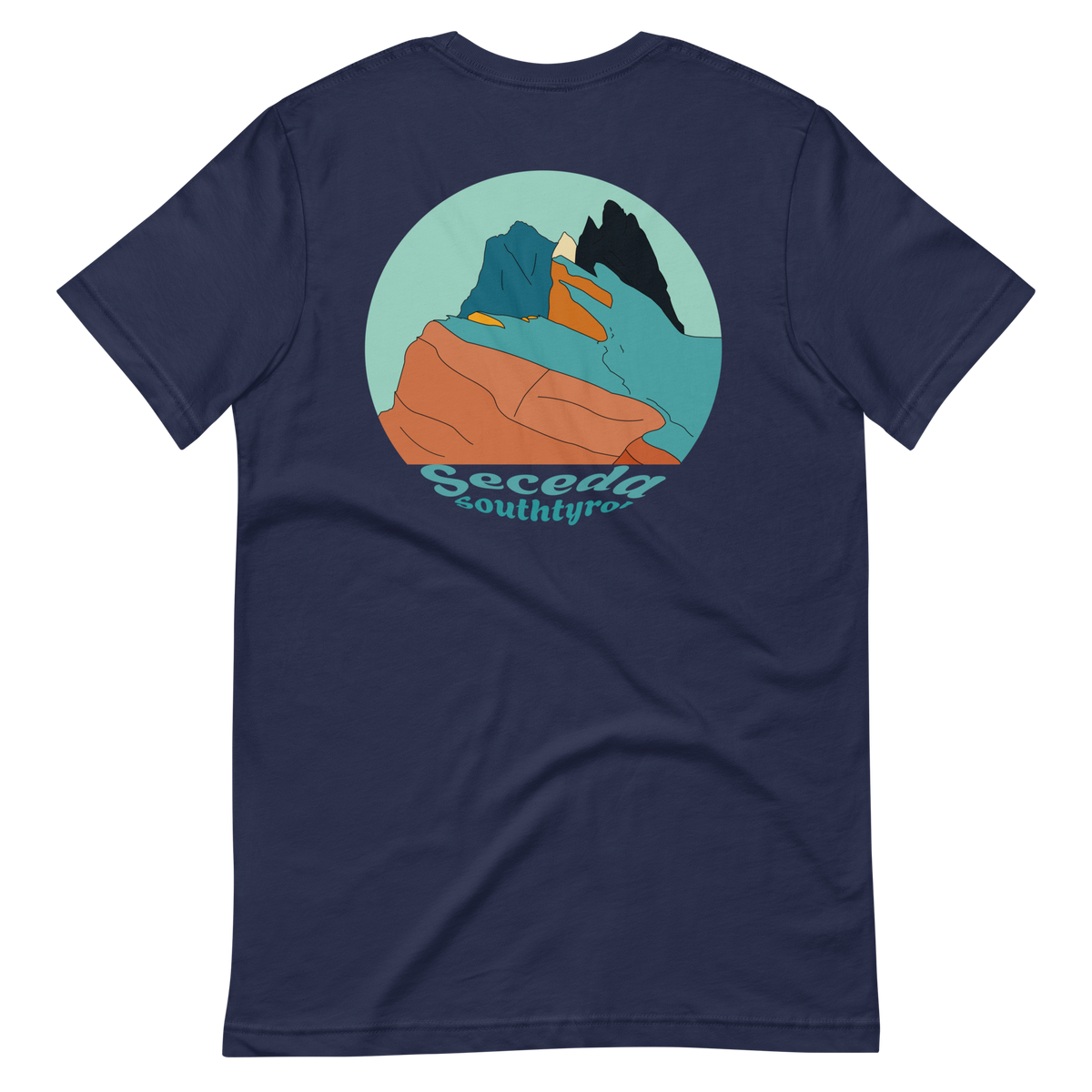 Seceda Retro men's t-shirt in Navy – back print design