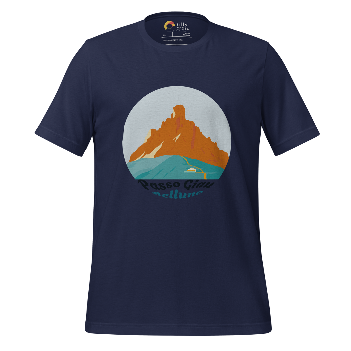 Passo Giau men's t-shirt in Navy – front print design