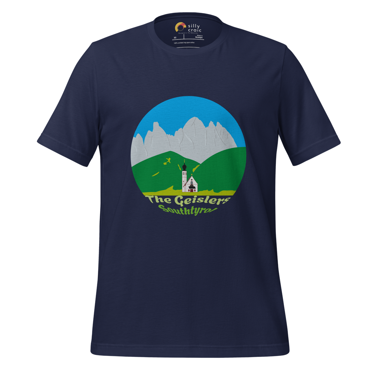 The Geislers men's t-shirt in Navy – front print design