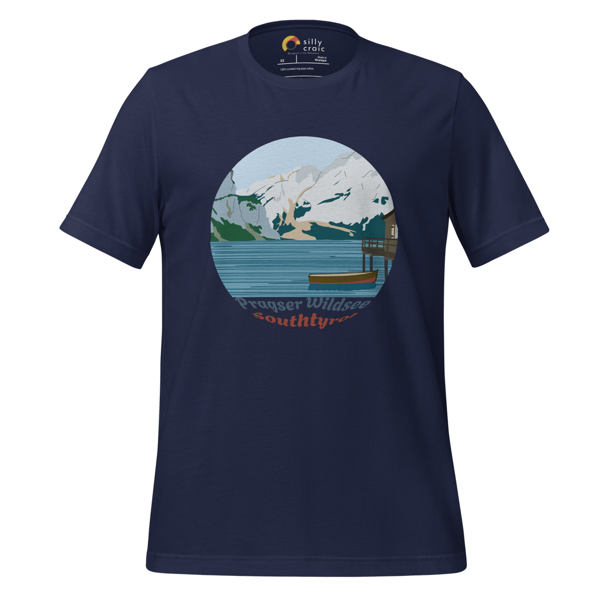 Lago di Braies men's t-shirt in Navy – front print design