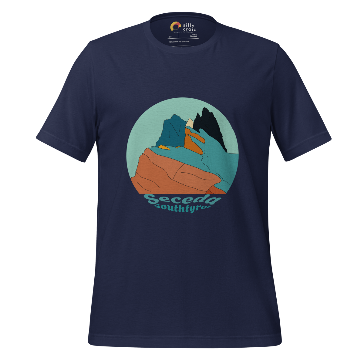Seceda Retro men's t-shirt in Navy – front print design