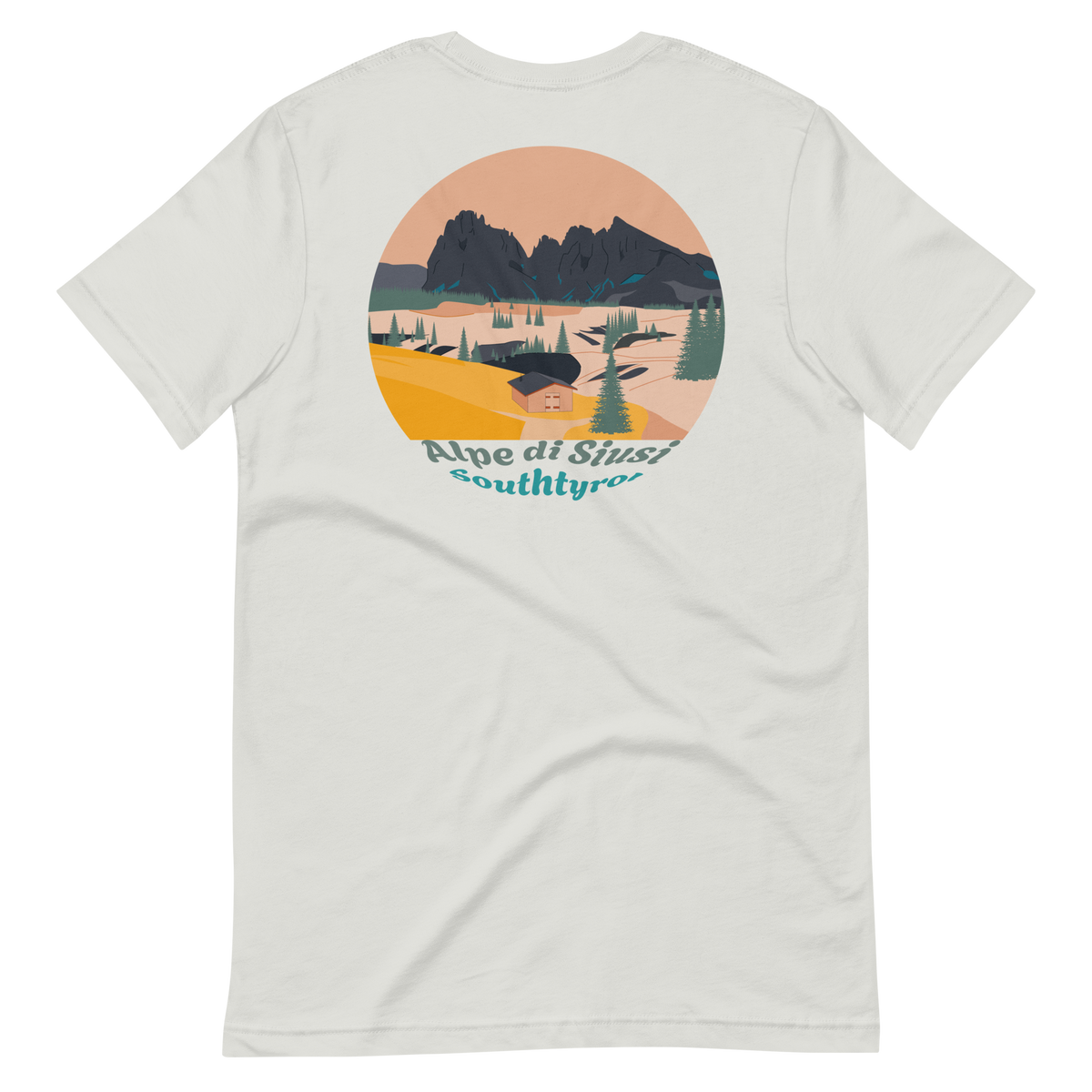 Alpe di Siusi men's t-shirt in Silver – back print design