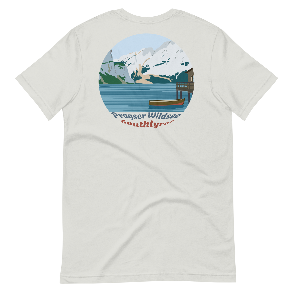 Lago di Braies men's t-shirt in Silver – back print design