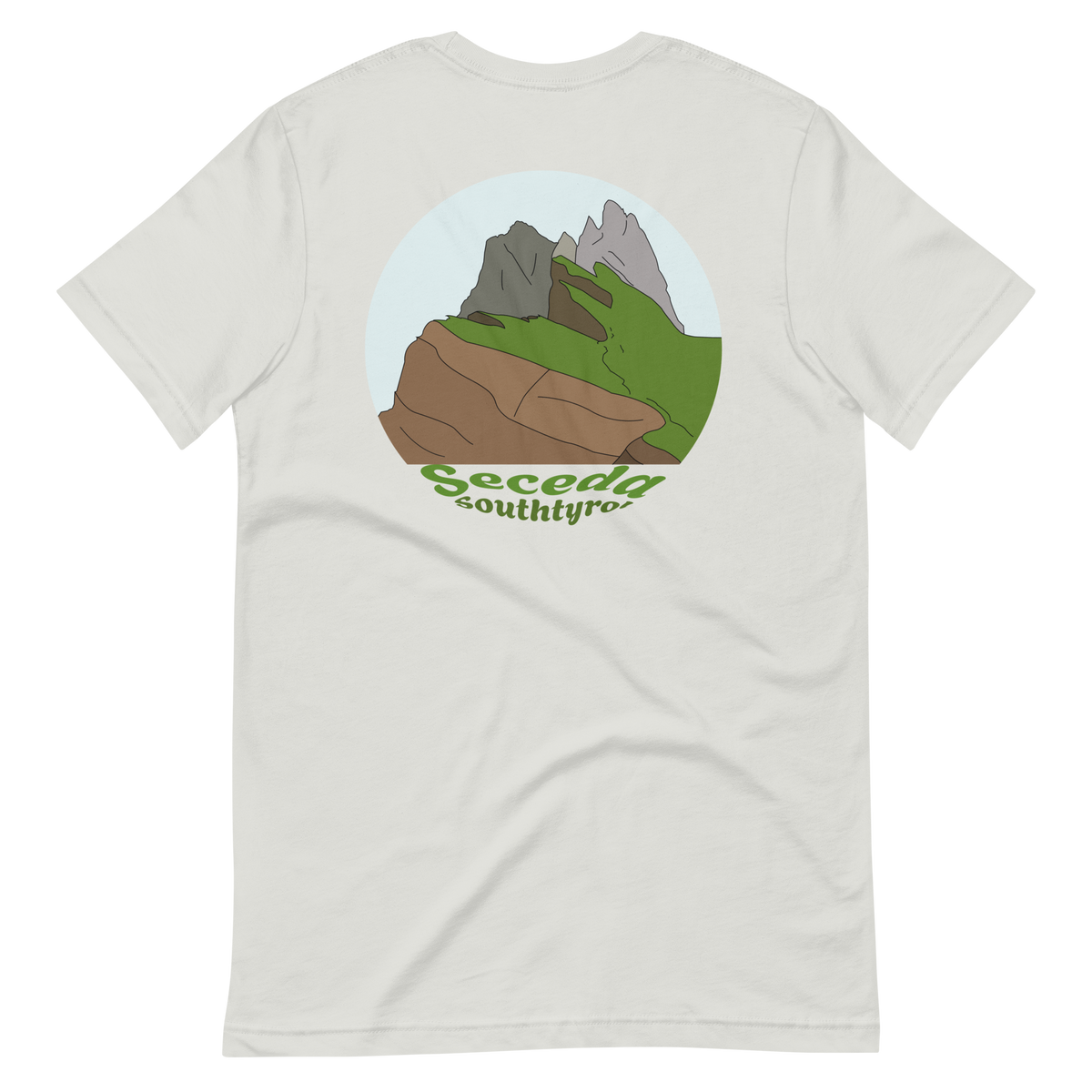 Seceda men's t-shirt in Silver – back print design