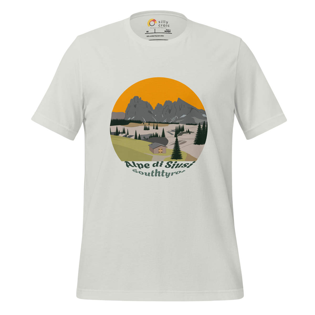 Alpe di Siusi men's t-shirt in Silver – front print design