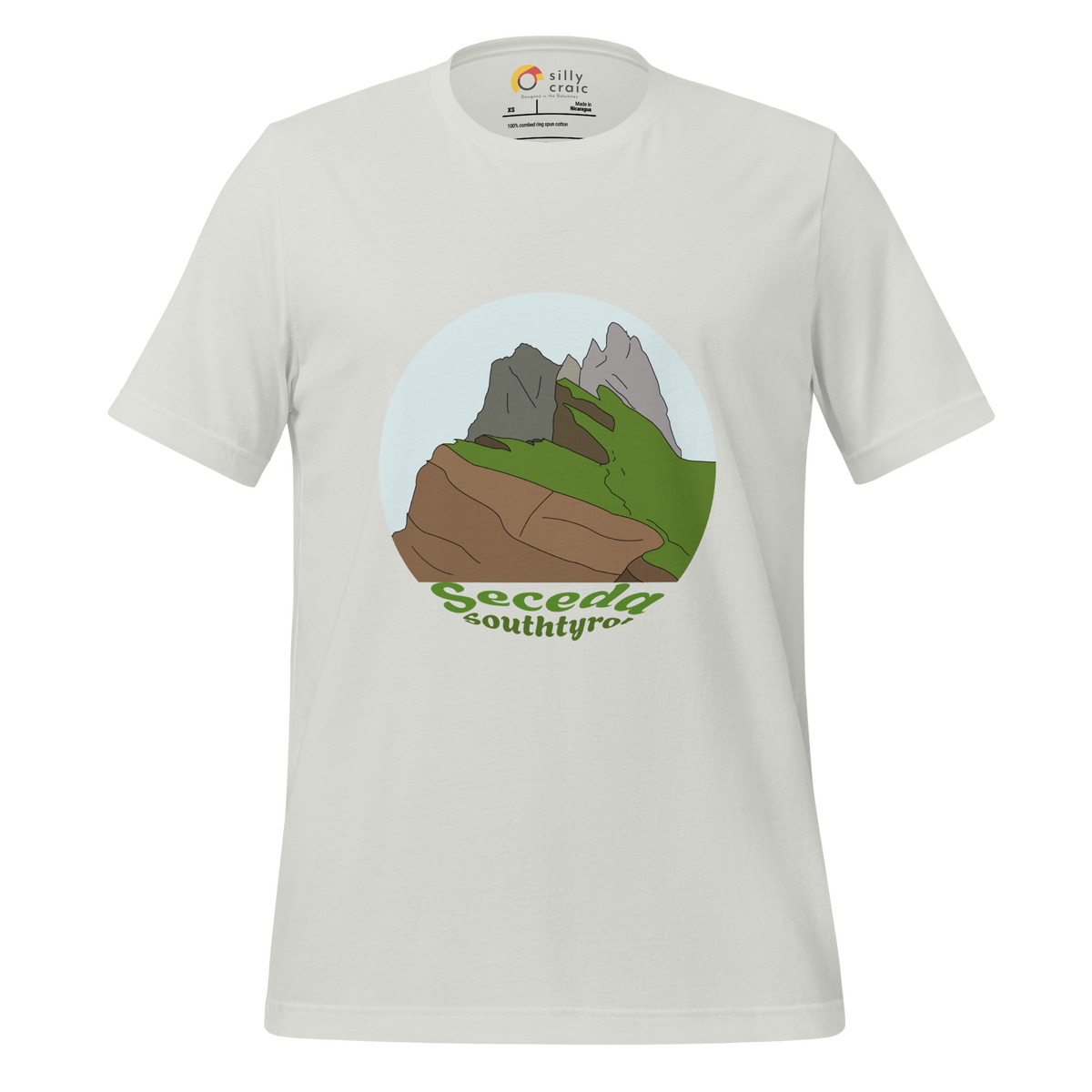 Seceda men's t-shirt in Silver – front print design