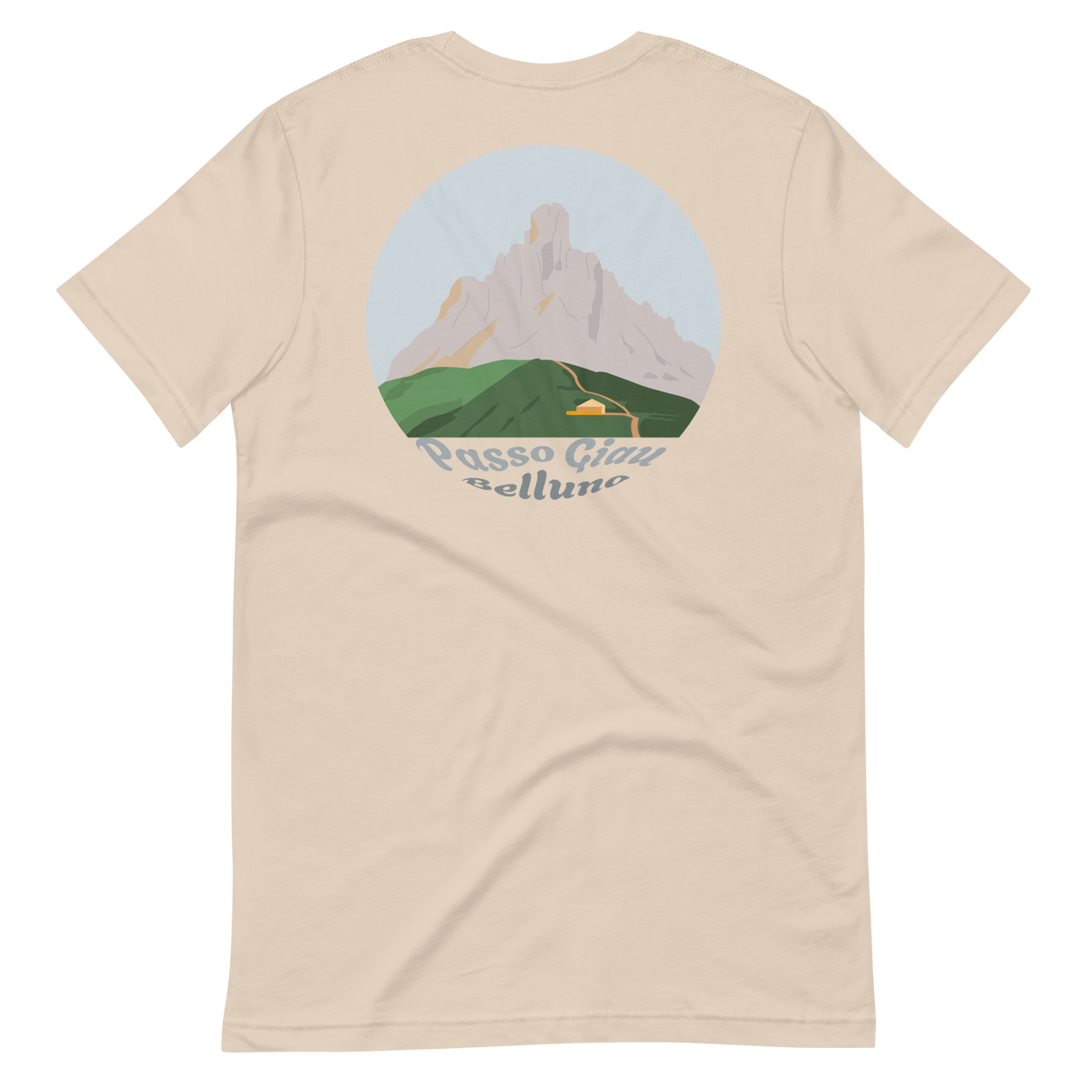 Passo Giau men's t-shirt in Soft Cream – back print design