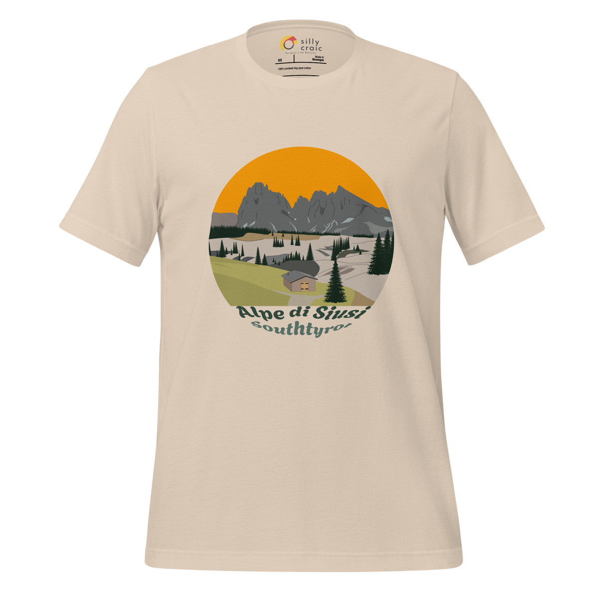 Alpe di Siusi men's t-shirt in Soft Cream – front print design
