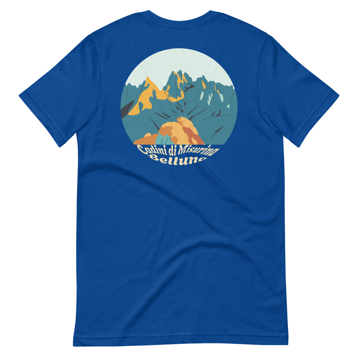 Cadini di Misurina men's t-shirt in True Royal – back print design