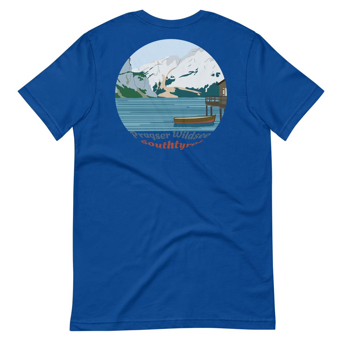 Lago di Braies men's t-shirt in True Royal – back print design
