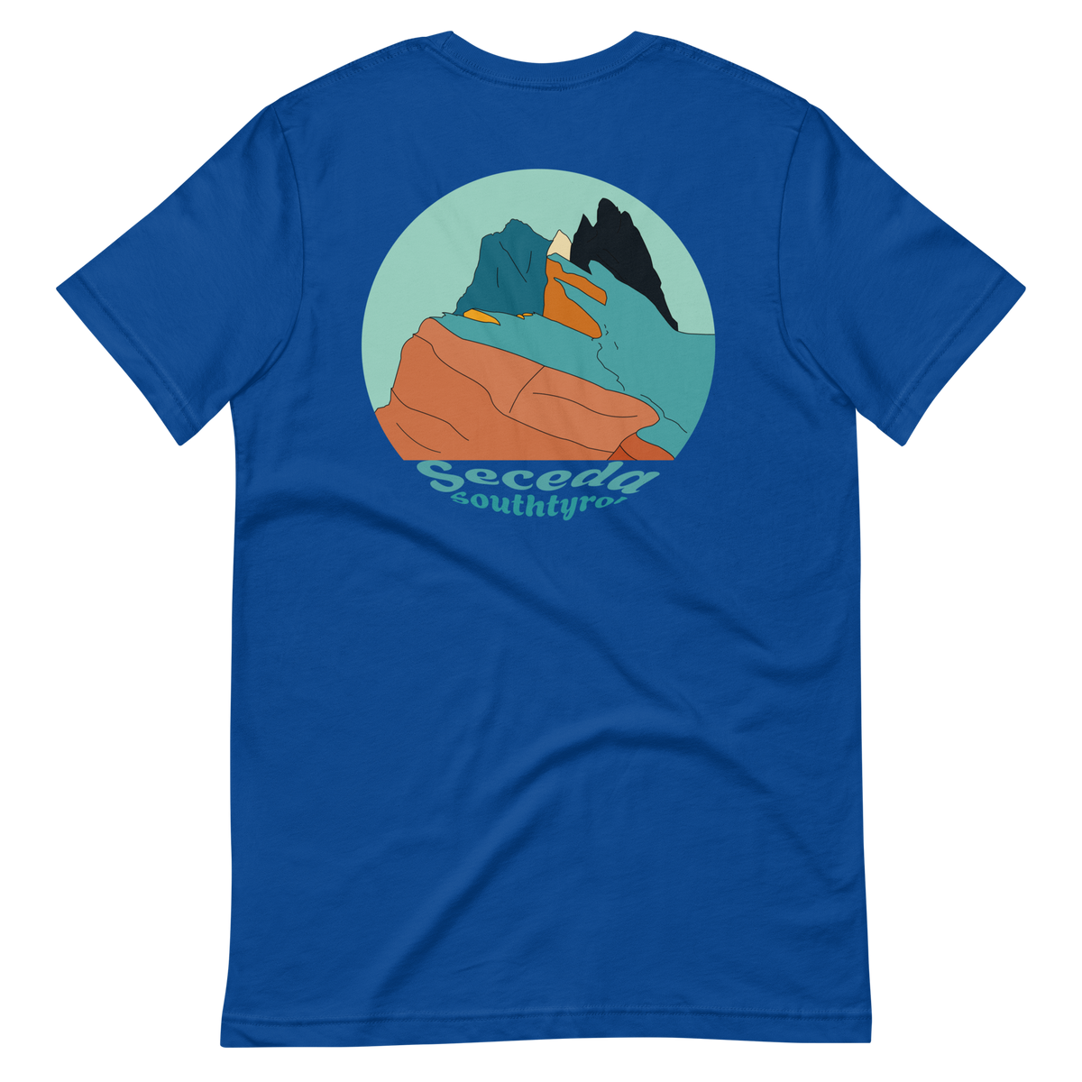 Seceda Retro men's t-shirt in True Royal – back print design