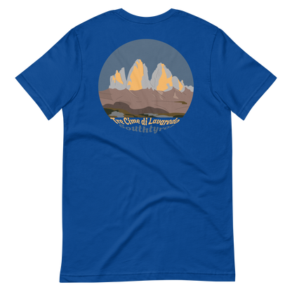 Tre Cime di Lavaredo men's t-shirt in True Royal – back print design
