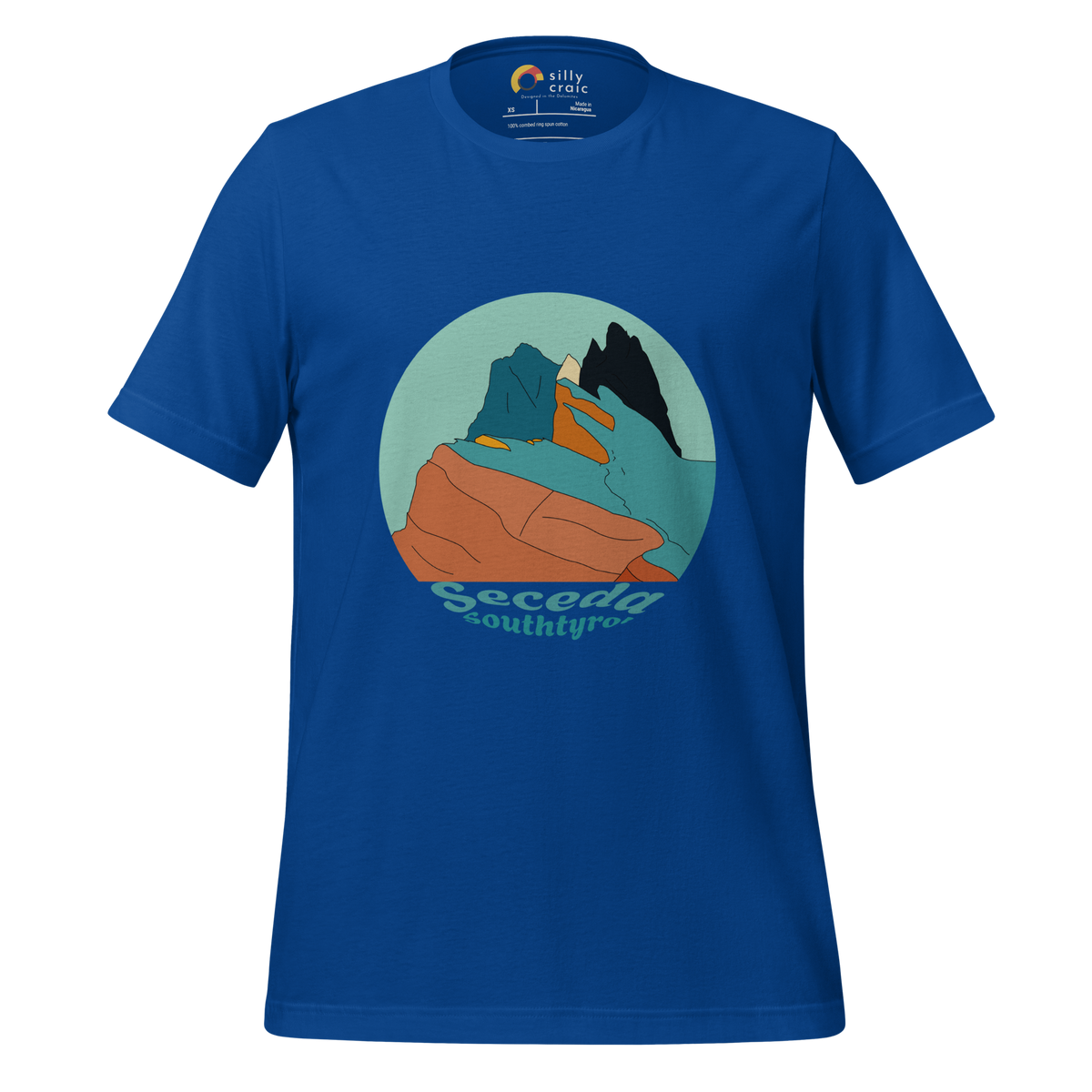 Seceda Retro men's t-shirt in True Royal – front print design