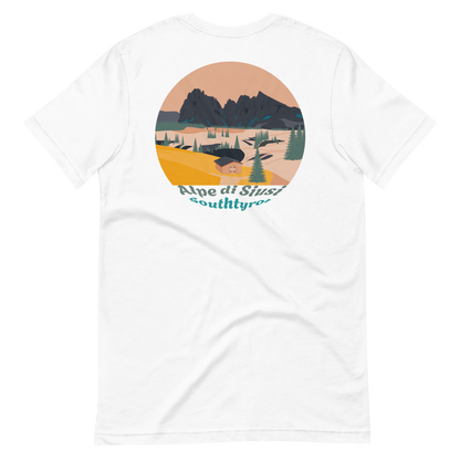 Alpe di Siusi men's t-shirt in White – back print design