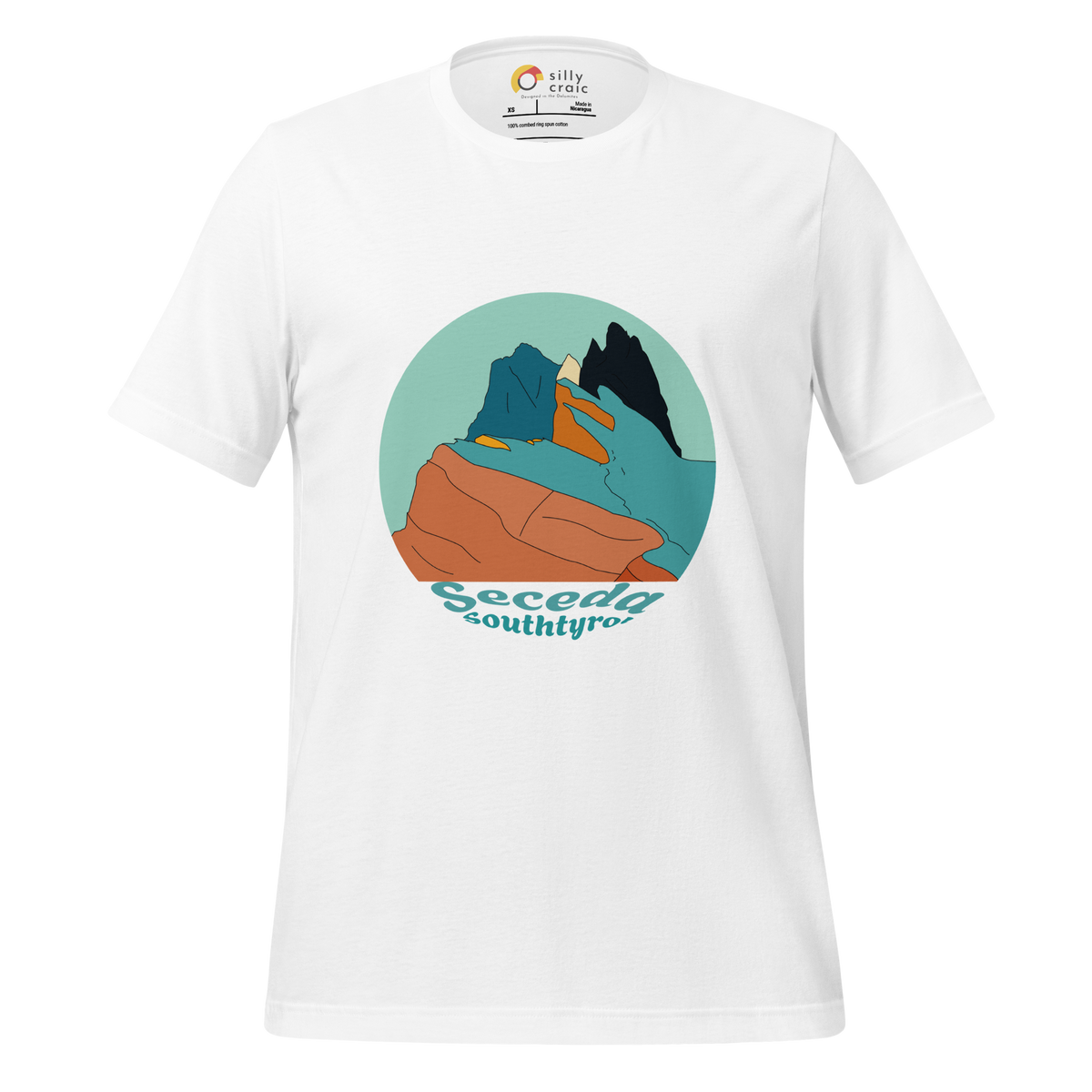 Seceda Retro men's t-shirt in White – front print design