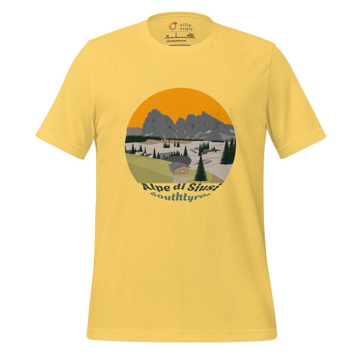 Alpe di Siusi men's t-shirt in Yellow – front print design