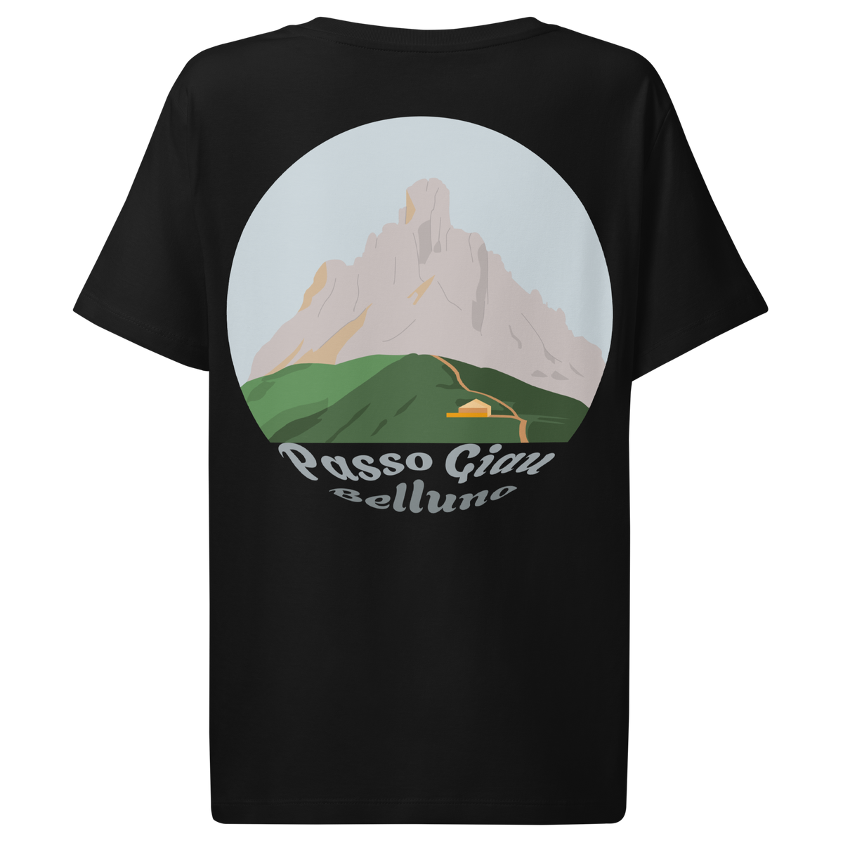 Passo Giau women's t-shirt in Black – back print design