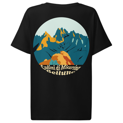 Cadini di Misurina women's t-shirt in Black – back print design