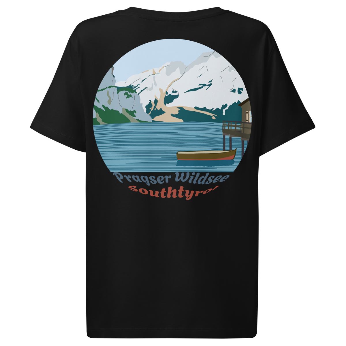 Lago di Braies women's t-shirt in Black – back print design