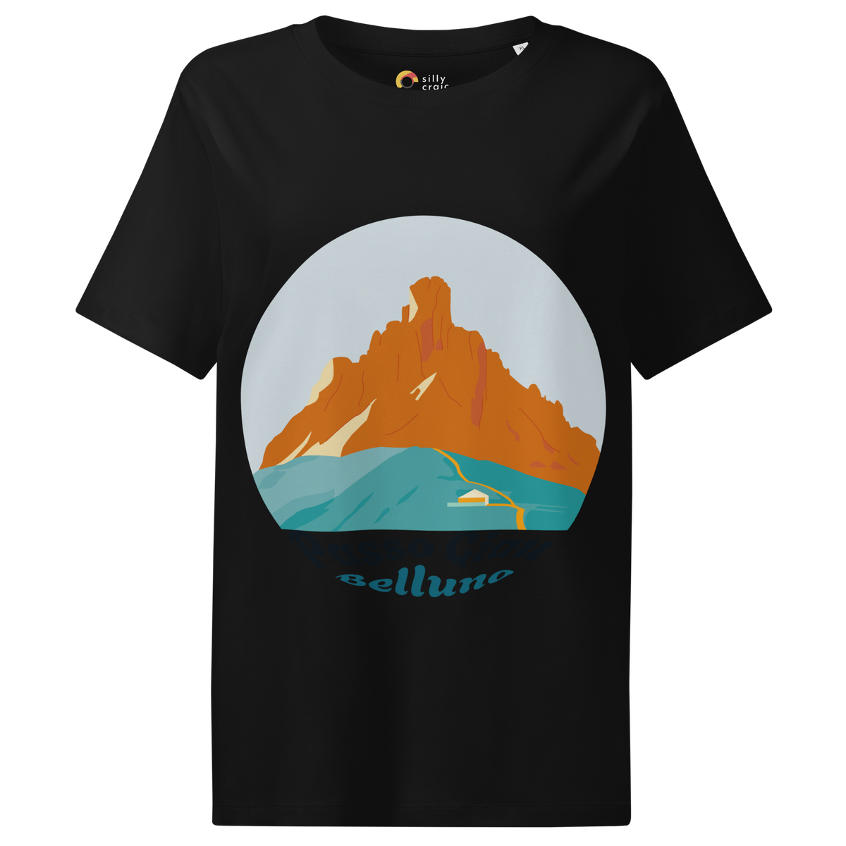 Passo Giau women's t-shirt in Black – front print design