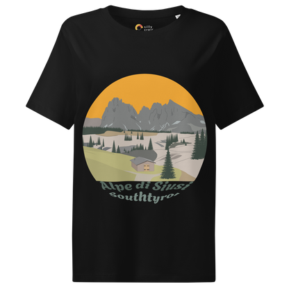 Alpe di Siusi women's t-shirt in Black – front print design