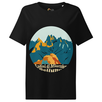 Cadini di Misurina women's t-shirt in Black – front print design